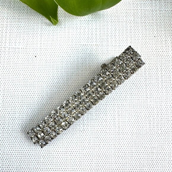 Rhinestone Alligator Hair Clip – Three Row Crystal - Picture 1 of 7